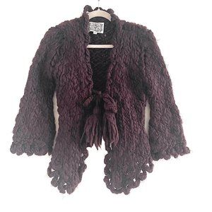 HP🎉 James Coviello New York Chunky Wool Cardigan in Dark Brown
